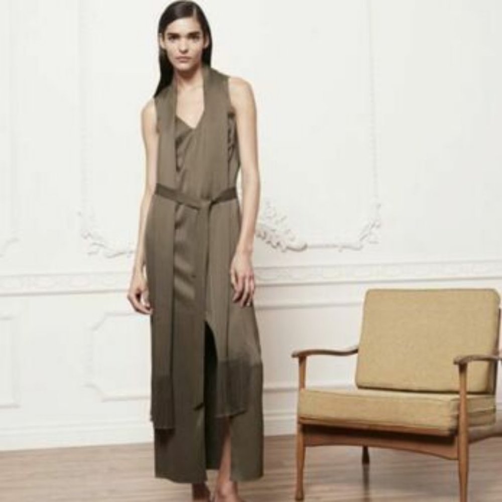 HENSELY Designer Dress Maxi Satin Runway VOGUE featured NEW